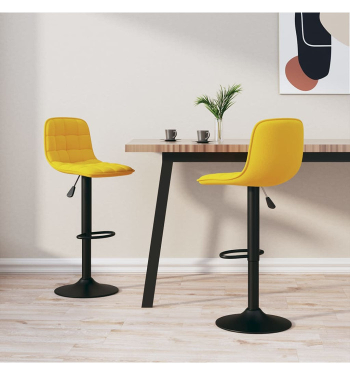 Tabourets de bar lot de 2 Jaune Velours | Mobilier & Déco