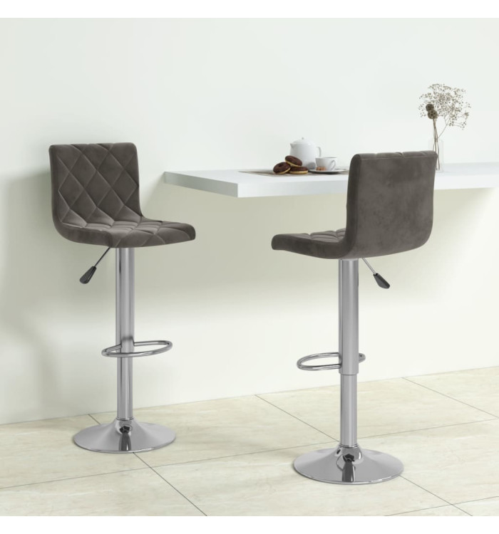 Tabourets de bar lot de 2 gris foncé velours | Mobilier & Déco