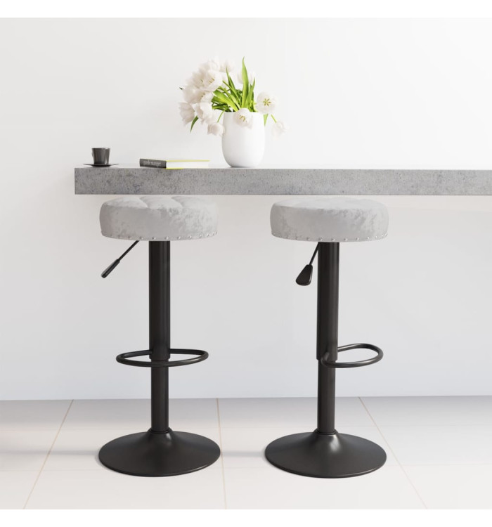 Tabourets de bar lot de 2 gris velours | Mobilier & Déco