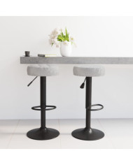 Tabourets de bar lot de 2 gris velours | Mobilier & Déco