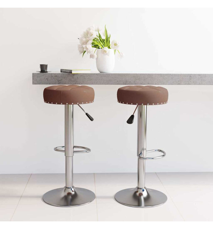 Tabourets de bar lot de 2 marron tissu | Mobilier & Déco