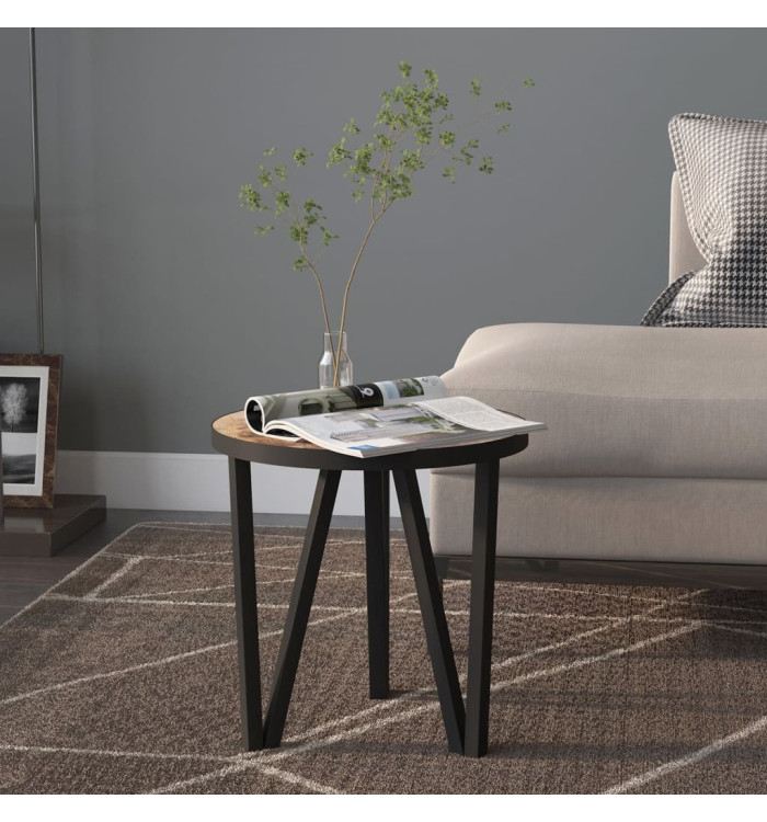 Table à thé Noir et jaune Ø35 cm MDF | Mobilier & Déco