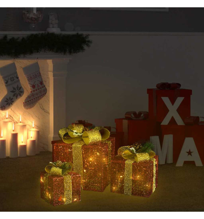 Boîtes-cadeaux de Noël décoratives 3 pcs Extérieur Intérieur | Mobilier & Déco