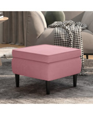 Tabouret avec pieds en bois Rose Velours | Mobilier & Déco