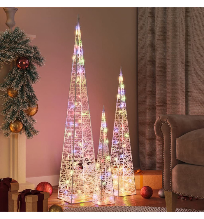 Jeu de cônes lumineux à LED Acrylique Multicolore 60/90/120 cm | Mobilier & Déco