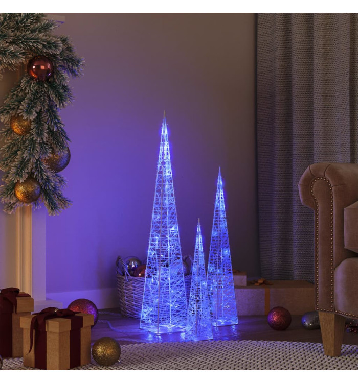 Jeu de cônes lumineux à LED Acrylique Bleu 30/45/60 cm | Mobilier & Déco