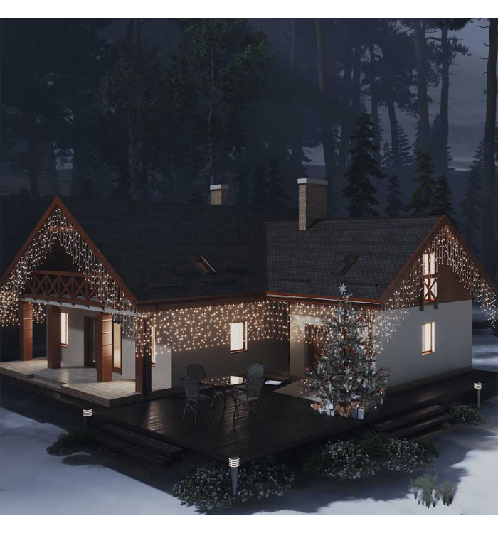 Rideau lumineux à glaçons LED 10m 400LED Blanc chaud 8fonctions | Mobilier & Déco