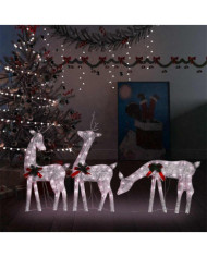 Famille de rennes de Noël 270x7x90 cm Doré Blanc chaud Maille | Mobilier & Déco