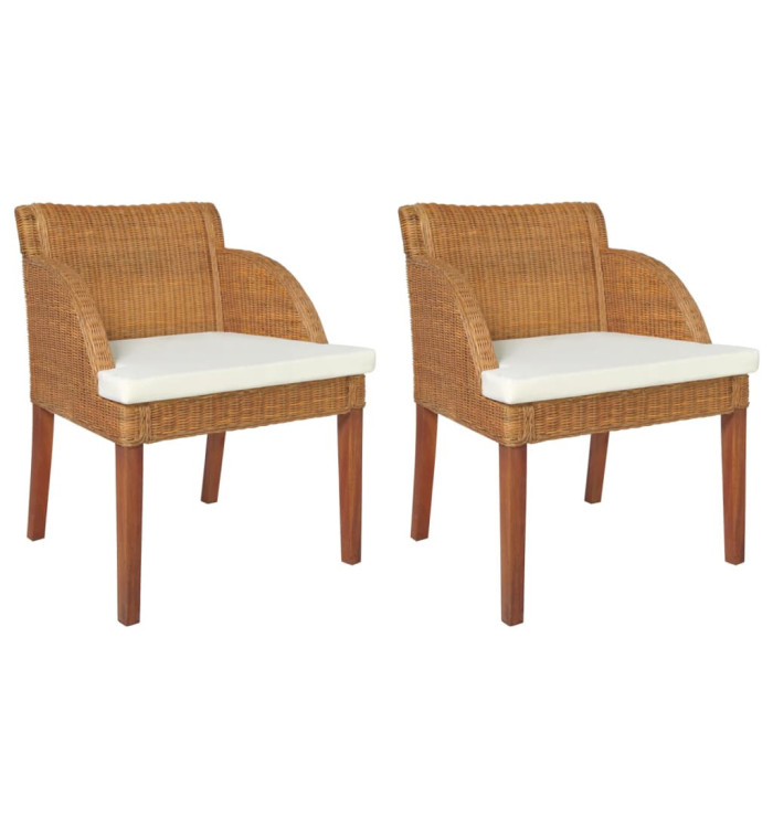 Chaises à manger avec coussins lot de 2 rotin naturel | Mobilier & Déco