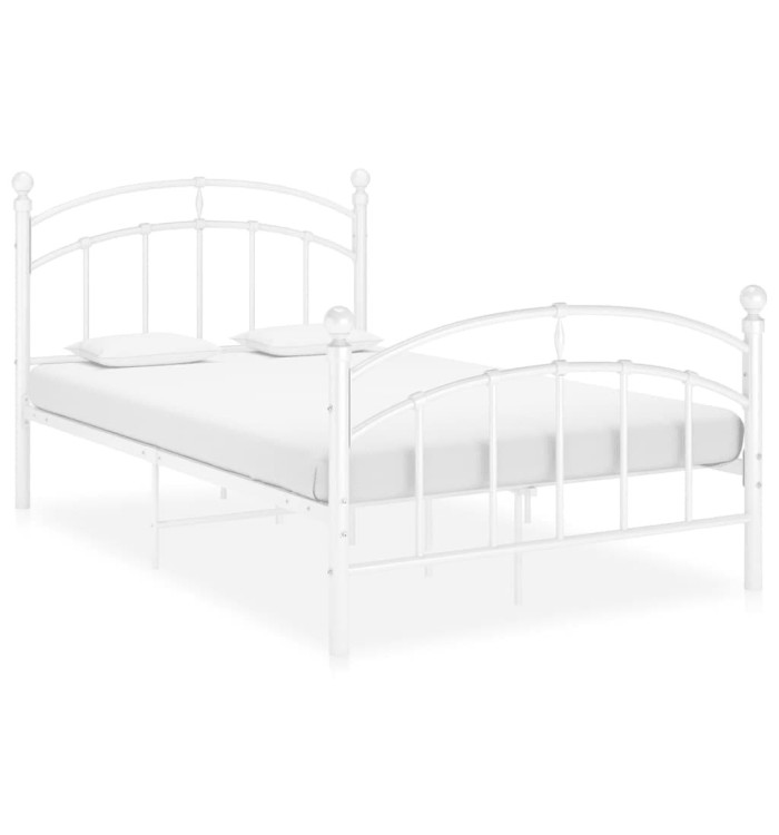 Cadre de lit sans matelas blanc métal 120x200 cm | Mobilier & Déco