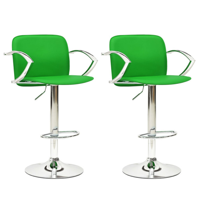 Tabourets de bar lot de 2 vert cuir artificiel | Mobilier & Déco