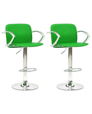 Tabourets de bar lot de 2 vert cuir artificiel | Mobilier & Déco