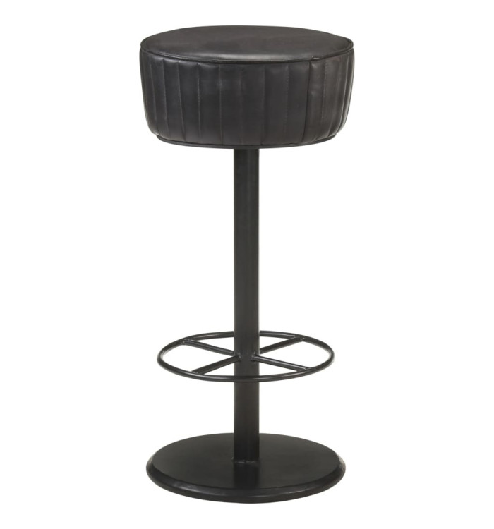 Tabouret de bar Noir Cuir véritable | Mobilier & Déco