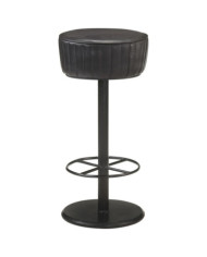 Tabouret de bar Noir Cuir véritable | Mobilier & Déco