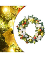 Couronne de Noël avec lumières LED vert 60 cm PVC | Mobilier & Déco