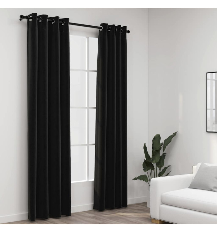 Rideaux occultants Aspect de lin 2 pcs Anthracite 140x225 cm | Mobilier & Déco