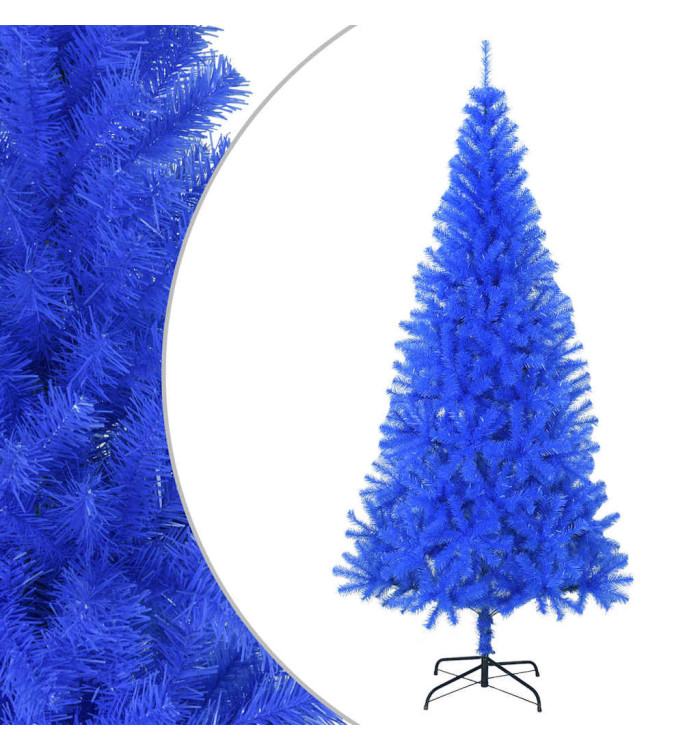 Sapin de Noël artificiel avec support bleu 210 cm PVC | Mobilier & Déco