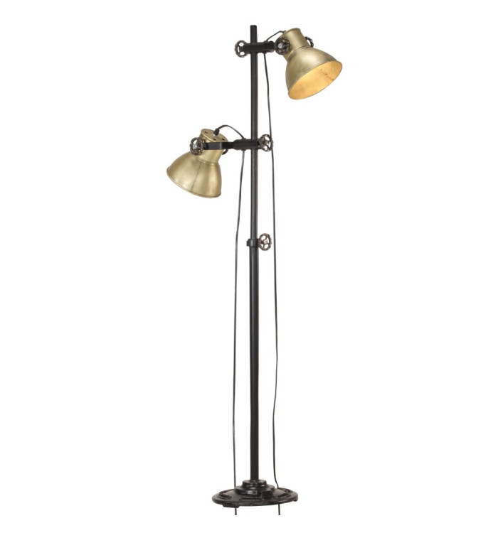 Lampadaire avec 2 abat-jour Laiton E27 Fonte | Mobilier & Déco