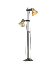 Lampadaire avec 2 abat-jour Laiton E27 Fonte | Mobilier & Déco