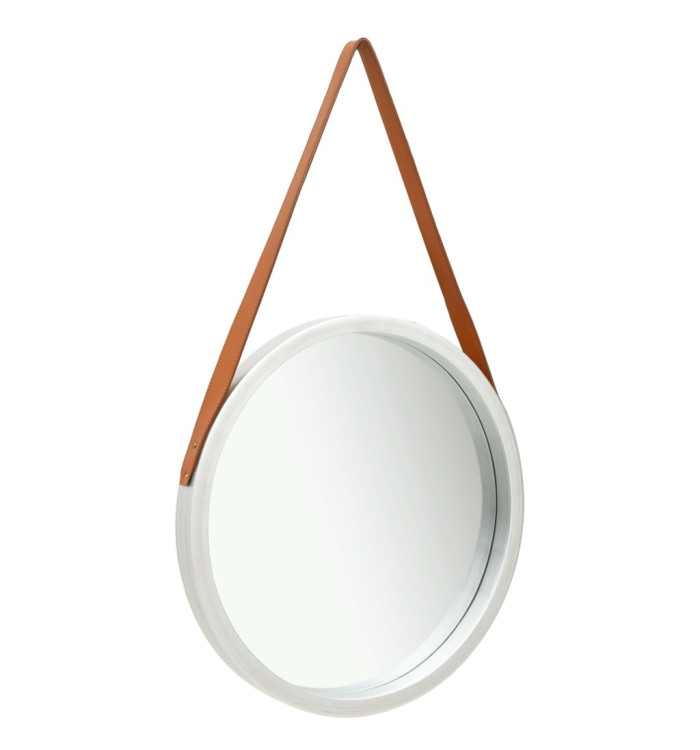 Miroir mural avec sangle 50 cm Argenté | Mobilier & Déco