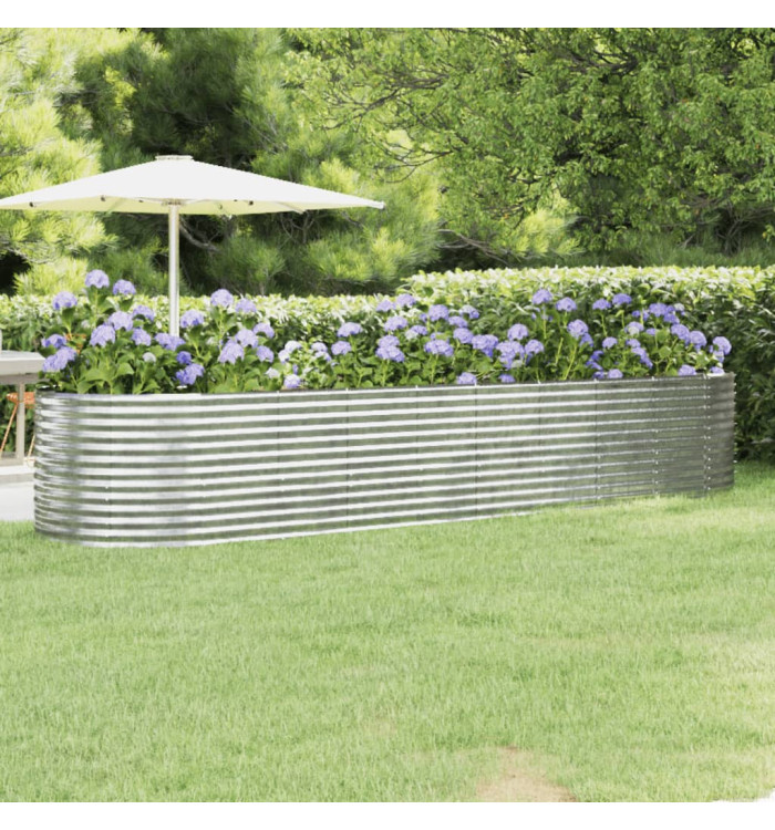 Lit surélevé de jardin Acier enduit de poudre Argenté | Mobilier & Déco