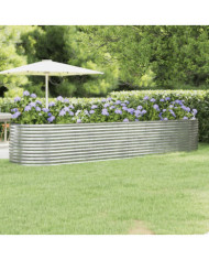 Lit surélevé de jardin Acier enduit de poudre Argenté | Mobilier & Déco