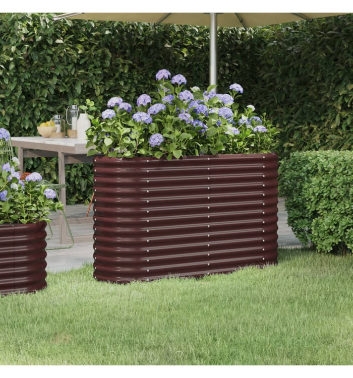 Lit surélevé de jardin Acier enduit de poudre marron | Mobilier & Déco
