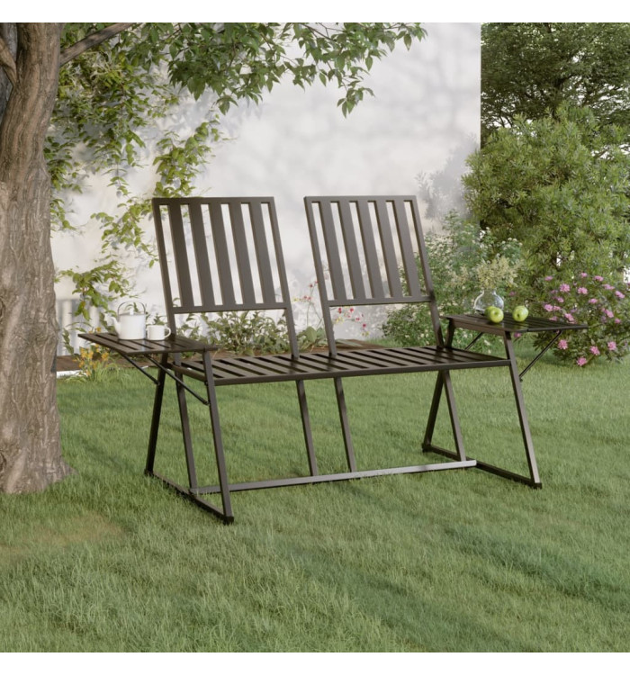 Banc de jardin 2 places 165 cm Noir Acier | Mobilier & Déco