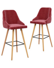 Tabourets de bar lot de 2 rouge bordeaux velours | Mobilier & Déco