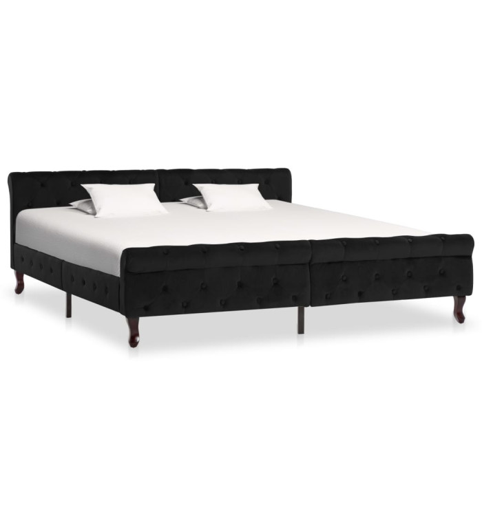 Cadre de lit sans matelas noir velours 180x200 cm | Mobilier & Déco