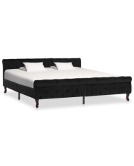 Cadre de lit sans matelas noir velours 180x200 cm | Mobilier & Déco