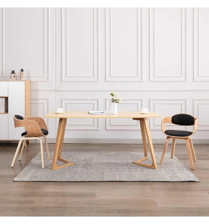 Chaises à manger lot de 2 bois courbé et similicuir | Mobilier & Déco
