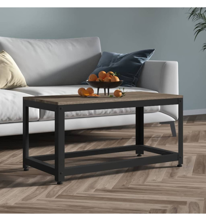 Table basse Gris et noir 90x45x45 cm MDF et fer | Mobilier & Déco