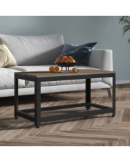 Table basse Gris et noir 90x45x45 cm MDF et fer | Mobilier & Déco