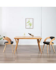 Chaises à manger lot de 2 noir bois courbé et similicuir | Mobilier & Déco