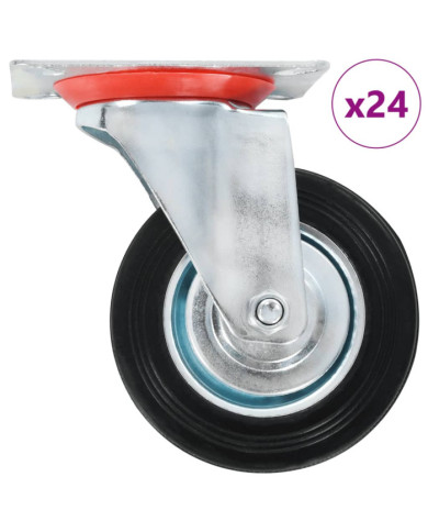 24 pcs Roulettes pivotantes 100 mm | Mobilier & Déco