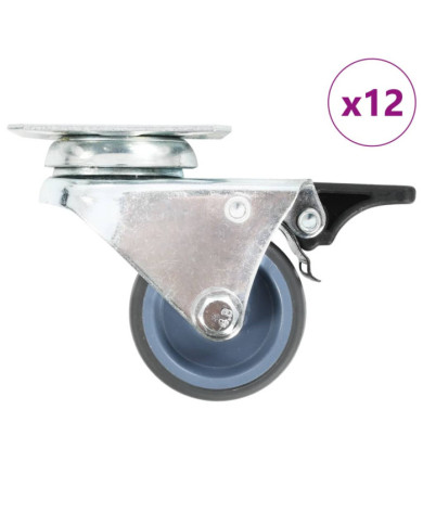 12 pcs Roulettes pivotantes doubles 50 mm | Mobilier & Déco