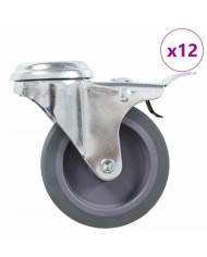 12 pcs Roulettes pivotantes à trou de boulon 75 mm | Mobilier & Déco