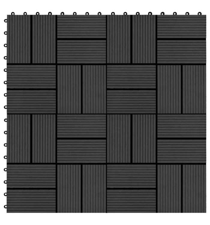 Carreaux de terrasse 22 pcs 30 x 30 cm 2 m² WPC Noir | Mobilier & Déco
