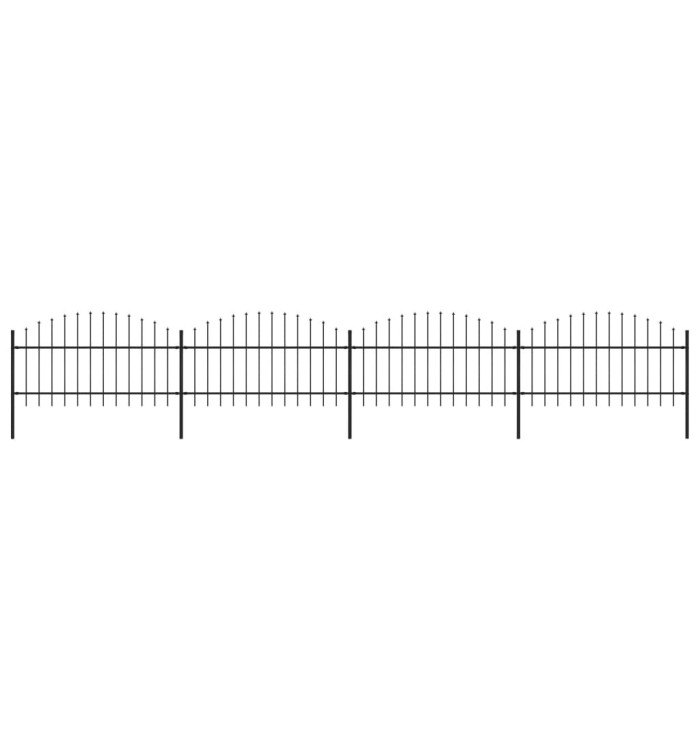 Clôture de jardin à dessus en lance Acier (1-1,25)x6,8 m Noir | Mobilier & Déco