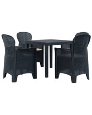 Ensemble à manger d'extérieur 5 pcs Plastique Aspect de rotin | Mobilier & Déco