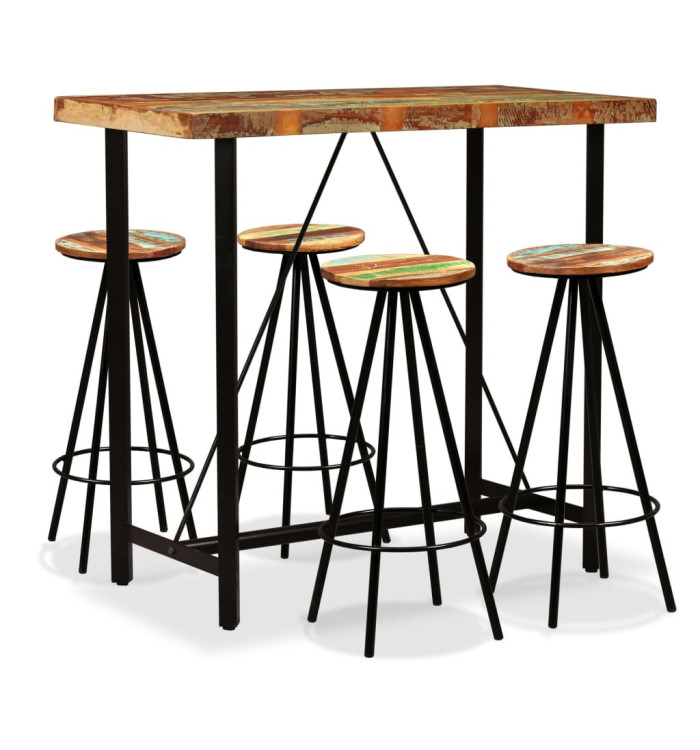 Ensemble de bar 5 pcs Bois de récupération massif | Mobilier & Déco