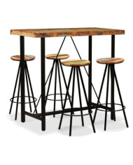 Ensemble de bar 5 pcs Bois de récupération massif | Mobilier & Déco
