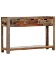 Table console avec 3 tiroirs 120x30x75 cm Bois massif | Mobilier & Déco