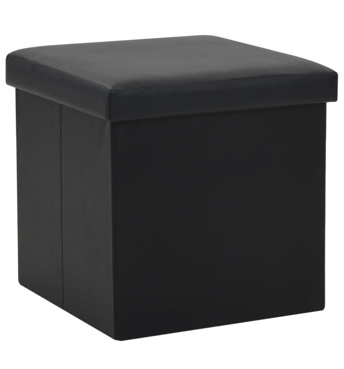 Tabouret de rangement pliable Noir Similicuir | Mobilier & Déco