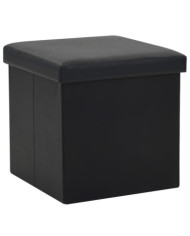 Tabouret de rangement pliable Noir Similicuir | Mobilier & Déco