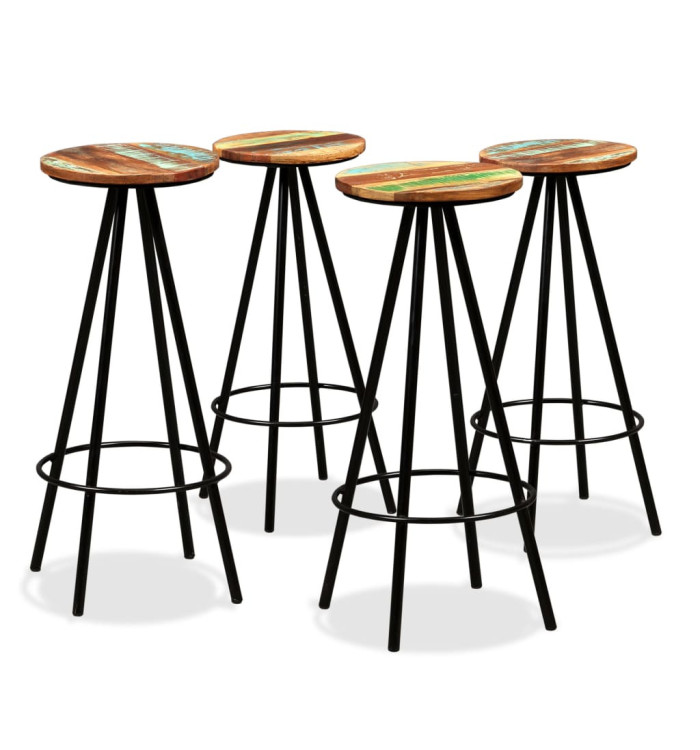 Tabourets de bar lot de 4 bois massif de récupération | Mobilier & Déco