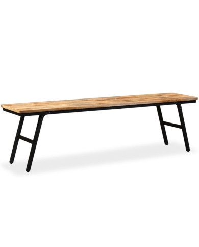 Banc Teck de récupération et acier 160 x 35 x 45 cm | Mobilier & Déco