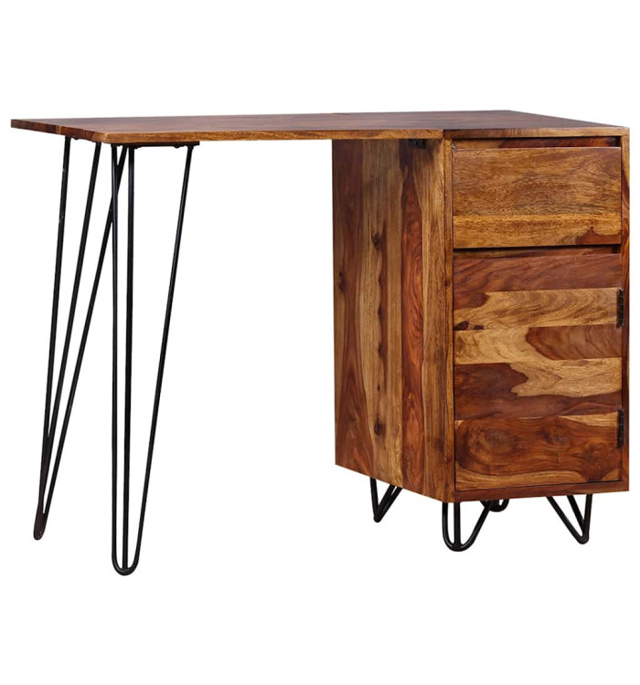 Bureau avec 1 tiroir et 1 armoire Bois massif | Mobilier & Déco