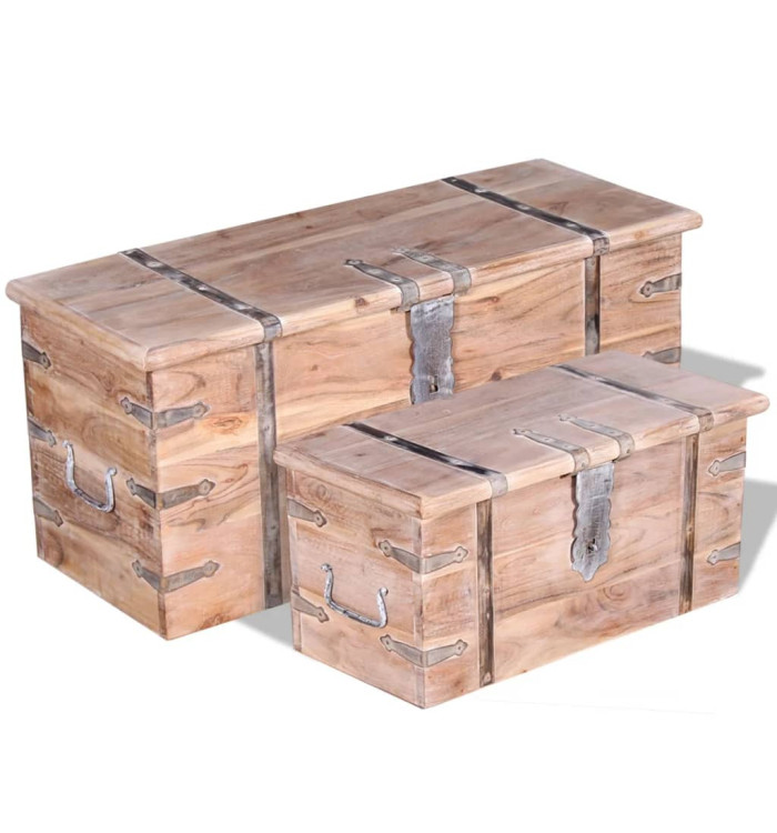 Ensemble de deux coffres de rangement Bois d'Acacia | Mobilier & Déco